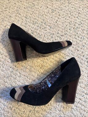 Missoni Black Suede Pumps with Chevron Taupe and Gray Accents